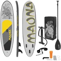 ECD-Germany Puhallettava Stand Up Paddle Board Maona Harmaa Täydellinen sarja 308x76x10cm