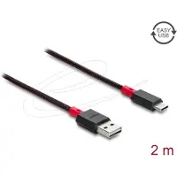 DeLOCK 81543, 2 m, USB A, USB C, USB 2.0, Punainen, Musta