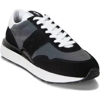 Ralph Lauren Ftw for man. 809913346002 Train 89 Panel Black Leather Sneakers (39.5), Flat, Laces, Casual