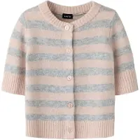 LMTD Nlfbynthe Ss Short Stripe Knit Cardigan - Orange - 134-140