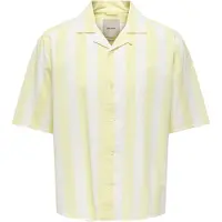 Only & Sons Onstes Rlx Ctn Slub Stripe Ss Shirt - Yellow - XL