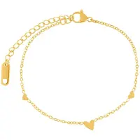 Timi Of Sweden Sarah - 3 Small Hearts Bracelet Stainless Steel - Gold - ONE SIZE 18 cm