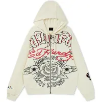Ed Hardy Collegetakki 'Gothic Roses' ecru / pastellinsininen / punainen / musta