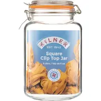 Kilner neliönmuotoinen säilykepurkki salpalla Kirkas ruostumaton teräs, 3 l