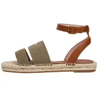 Pepe Jeans for woman. PLS900010 Auri Street leather sandals khaki green (39), Brown, Flat, Buckle, Casual