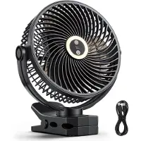 Vevor kannettava klipsituuletin, ladattava klipsituuletin valolla, USB-portti 3 nopeudella ja kiertoilmatilalla, voimakas ilmavirtaus tukeva puristin, pitkä käyttöaika työpöydälle, golfkärryille, ulko