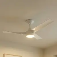 LUCANDE Airona LED-kattotuuletin, valkoinen, himmennettävä, DC, hiljainen – , Airona, himmennettävä, Valkoinen, Olohuone, Muovi, Moderni