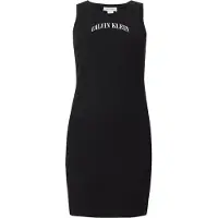 Calvin Klein Mekko 'Embroidered Logo Tank' musta / valkoinen