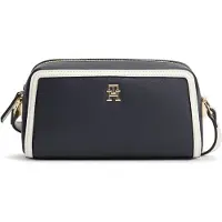 Tommy Hilfiger Olkalaukku 'Colour-blocked TH Monogram Camera' yönsininen / valkoinen