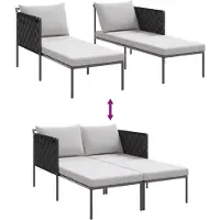 vidaXL Sänky aurinkotuolilla 2 henkilölle, antrasiitinharmaa, teräsrunko, säänkestävä patja
