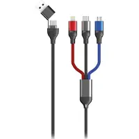 2GO 797361, 1,2 m, USB A/USB C, USB C/Micro-USB B/Lightning, Musta, Sininen, Harmaa, Punainen