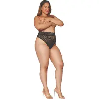 Dreamgirls - korkeavyötäröiset pitsialushousut - musta - 2XL
