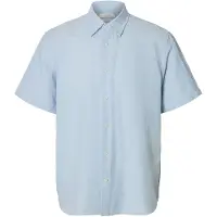 Selected Slmregclaus Clay Linenblend Ss Sht Noos - Blue - XL