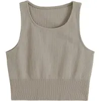 Aim'n Ribbed Seamless Crop Top - Beige - M