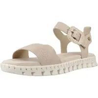Carmela for woman. 16326602-BEIGE Leather sandals 163266 beige (37), Flat, Buckle, Casual