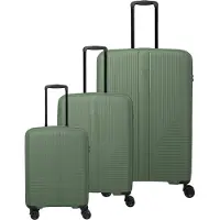 Travelite Air Stripe 4-pyöräinen Matkalaukkusetti 3-osainen Laajennettava Vihreä
