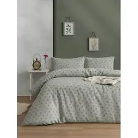 Hobby Hall Vuodevaatesetti Olive, 3-osainen, puuvilla, vihreä, botaninen kuvio