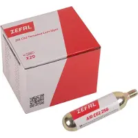 Zéfal CO2-kapselit pyörälle - - 20 kappaleen pakkaus - 25 g - Mukana ruuvi - Aikuisille pyöräilijöille - Valkoinen