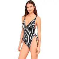 Gisela Deep V-neck Zebra Animal Print Uimapuku