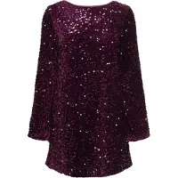 ONLY Onlanika Sequins Ls Bow Dress Wvn Cs - Burgundy - L