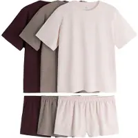 The Set Pyjama 'Essentials' beigenharmaa / luumu / vaalea pinkki