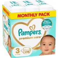 Pampers Premium Care Tape -vaipat, koko 3, 216 kpl