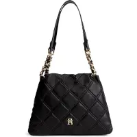 Tommy Hilfiger Olkalaukku 'TH Monogram Quilted Tote' musta