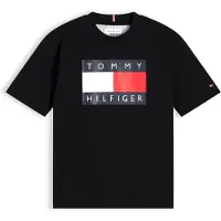 Tommy Hilfiger Paita 'Flag Logo' punainen / musta / valkoinen