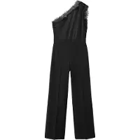 Mango Jumpsuit With Combined Lace And Knit - Black - L