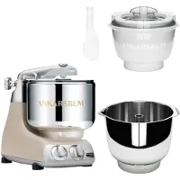 Ankarsrum Assistent Original AKM 6230 yleiskone jäätelökone lisäosalla ja lisäkulholla, harmony beige