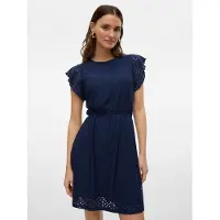 Vero Moda Vmtassa Sl Frill Short Dress Jrs Noos - Navy - L