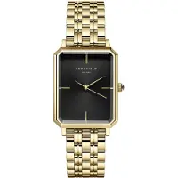Rosefield The Octagon Black Sunray Steel Gold 23*29mm OBSSG-O47