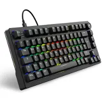 Sharkoon SGK25, 75%, Langallinen, USB, QWERTZ, RGB LED, Musta (4044951041824)