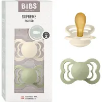 BIBS Supreme Natural Rubber Size 2: 6+ months tutti Ivory / Sage 2 kpl