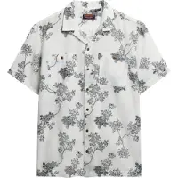 Superdry for man. M4010793A White short sleeve beach shirt (S), Casual, Cotton