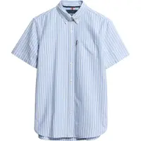 Superdry for man. M4010944A Blue short sleeve oxford shirt (XXL), Casual, Cotton