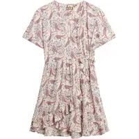 Superdry for woman. W8011877A SS beige printed mini cross over dress (L), Casual, Viscose, Short sleeve