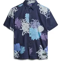 Superdry for man. M4010353A Hawaiian shirt navy (S), Casual, Modal, Short sleeve