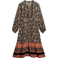 Superdry for woman. W8011887A Black printed midi dress (S), Casual, Long sleeve, Organic Cotton, Sustainable