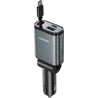 JOYROOM 3in1-autolaturi, jossa 3A USB-C, 2,4A USB ja sisäänvedettävä USB-C-kaapeli