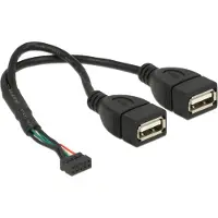 DeLOCK 84933, 0,2 m, 2 x USB A, USB 2.0, 0,48 Gbit/s, Musta