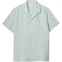 Calvin Klein Ss Camp Collar Solid Linen Class - Green - XL