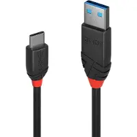 Lindy USB 3.1 tyypin A–C 3A kaapeli - - Musta viiva - 50 cm - Kolminkertaisesti suojattu - Tinatut kuparijohtimet