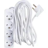 SOLAR PLUS EDB stikdåse m. jord - 4 udtag - 5M - EDB Stikprop White