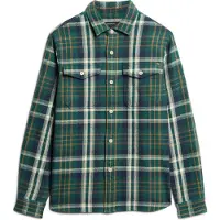 Superdry for man. M4010865A Merchant Store green plaid check shirt (M), Casual, Cotton, Long sleeve