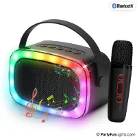 Partyfunlights Mini Karaoke Speaker Bluetooth W/Mic - Black - ONE SIZE