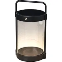 Konstsmide Crotone lyhty musta. USB / sol 2700K / 3000K himmennys päälle / pois / taivas. 9 tunnin paloaika/lataus.
