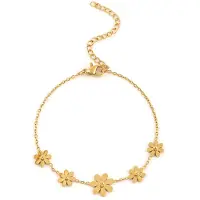 Timi Of Sweden Fay - Flower Chain Bracelet Stainless Steel - Gold - Gold - ONE SIZE 17 cm