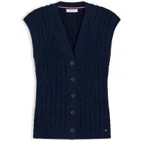 Tommy Hilfiger Neuleliivi 'Cable Slim Sleeve' laivastonsininen