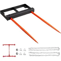 Vevor 49" heinäpiikit, paalipiikit, 3000 paunan kuormauskapasiteetti, liukuohjattu kuormaaja, traktorin kauhakiinnike, jossa kaksi kpl 17,5" tukivarsia ja 60" ketju, pikakiinnityspiikkihaarukat